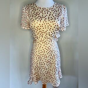 Flowy Polka Dot Cream Dress with White and Mauve Pink